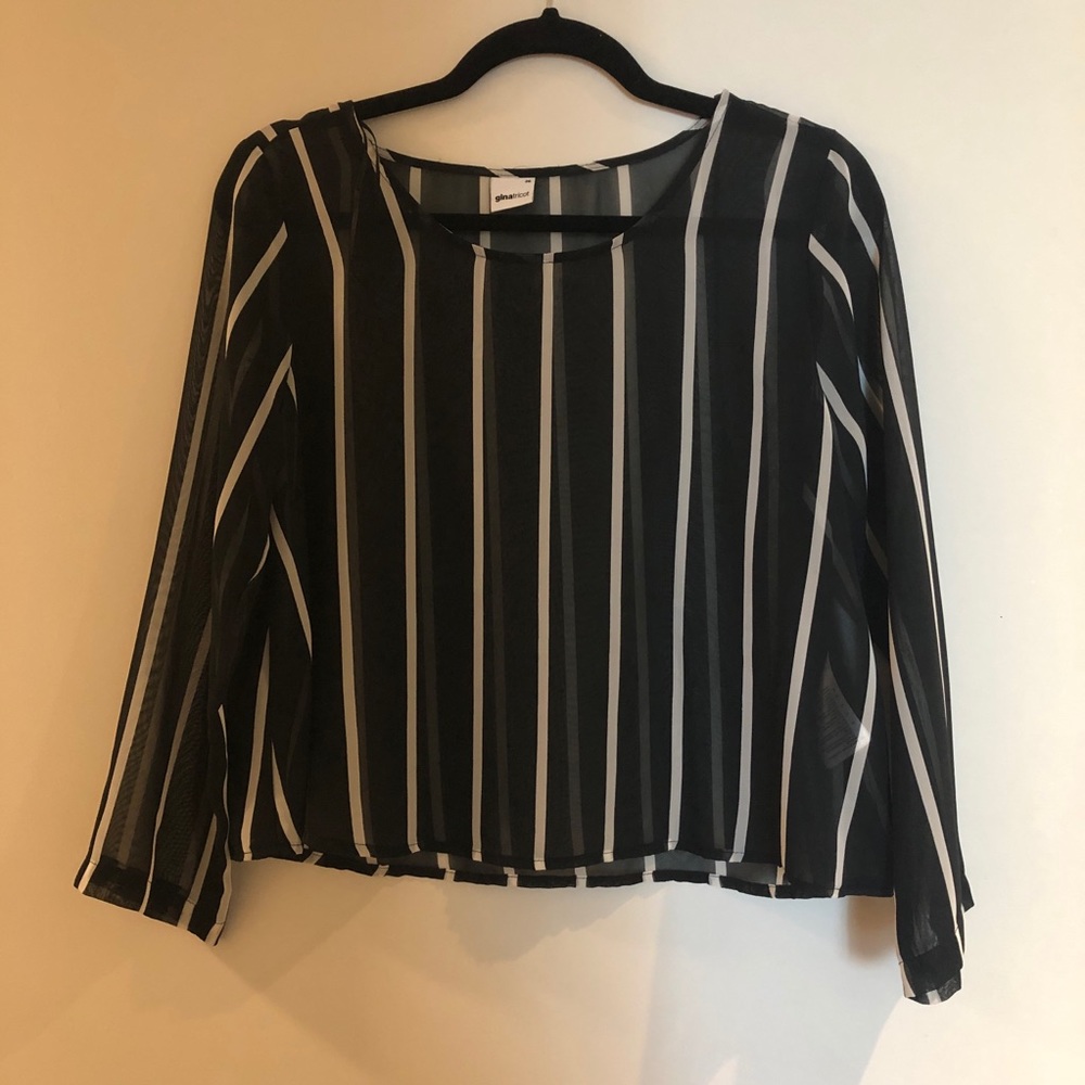 Gina trico sheer striped blouse (S)
